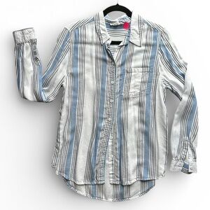 beachlunchlounge Striped Rayon Blend Button Down Tunic Shirt